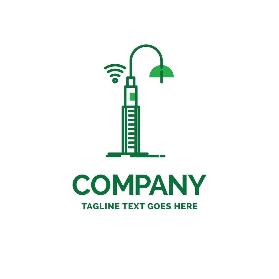 luci. strada. Wifi. inteligente. tecnologia piatto attività commerciale logo modello. creativo verde marca nome design. vettore