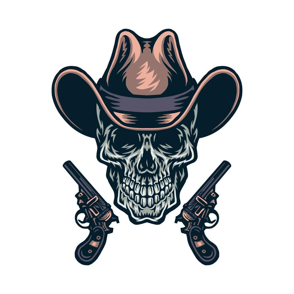 vettore illustrazione di cowboy cranio