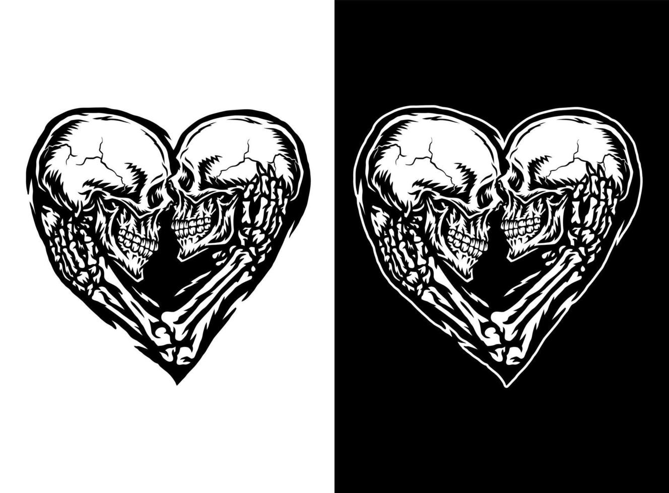 vettore illustrazione di cranio coppia, isolato su buio e luminosa sfondo