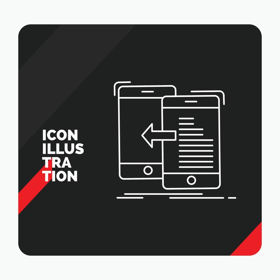 rosso e nero creativo presentazione sfondo per dati. trasferimento. mobile. gestione. mossa linea icona vettore