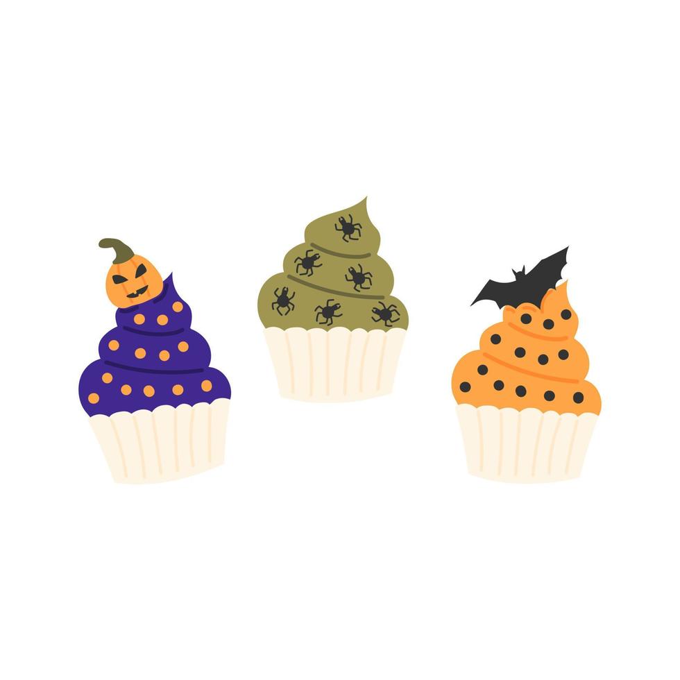 cupcakes nel Halloween stile. Halloween collezione. piatto vettore illustrazione