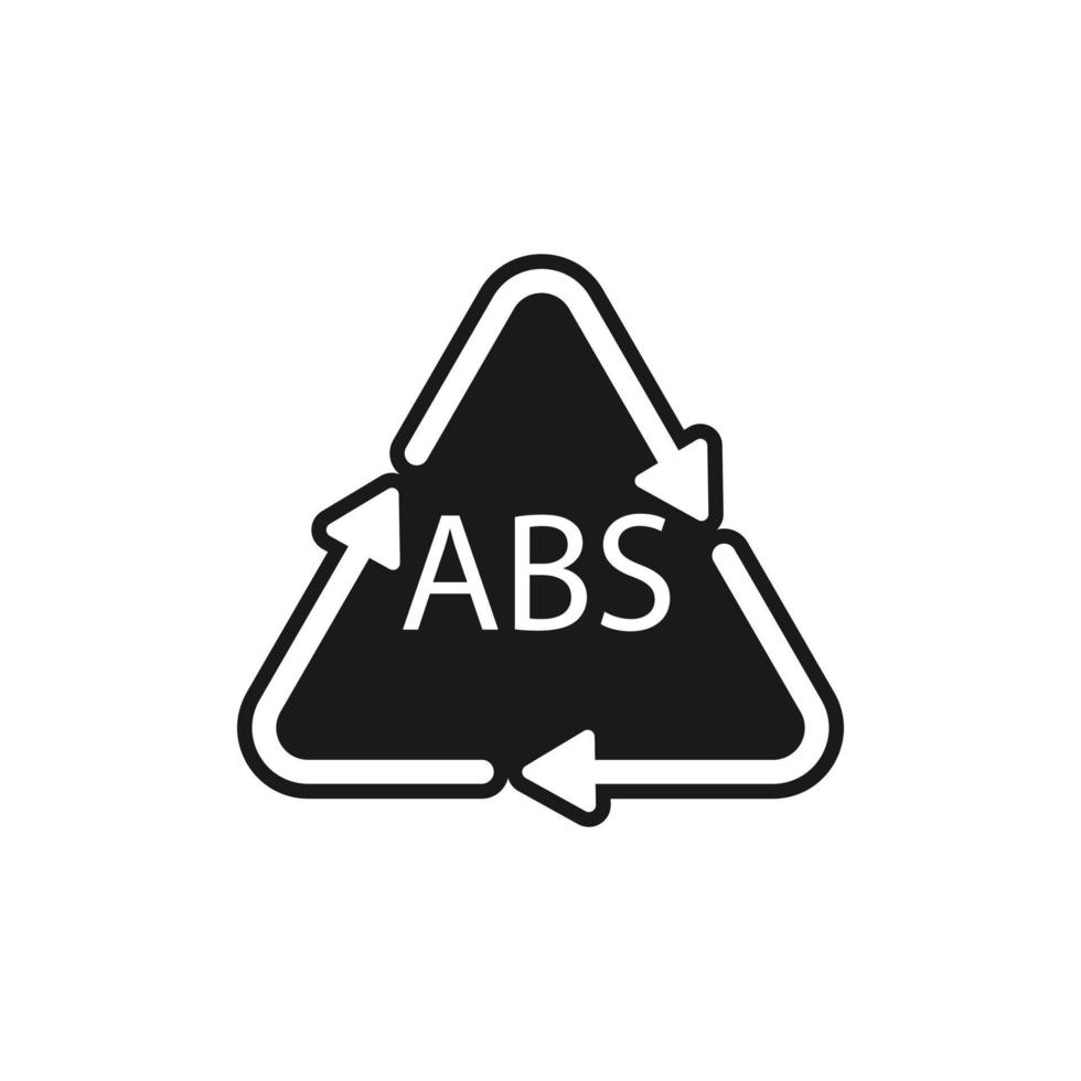 simbolo di riciclaggio di plastica abs 9 icona di vettore. codice riciclaggio plastica ass. vettore