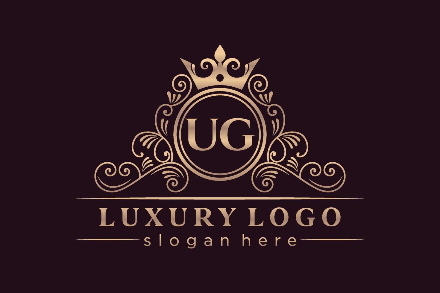 ug iniziale lettera oro calligrafico femminile floreale mano disegnato araldico monogramma antico Vintage ▾ stile lusso logo design premio vettore