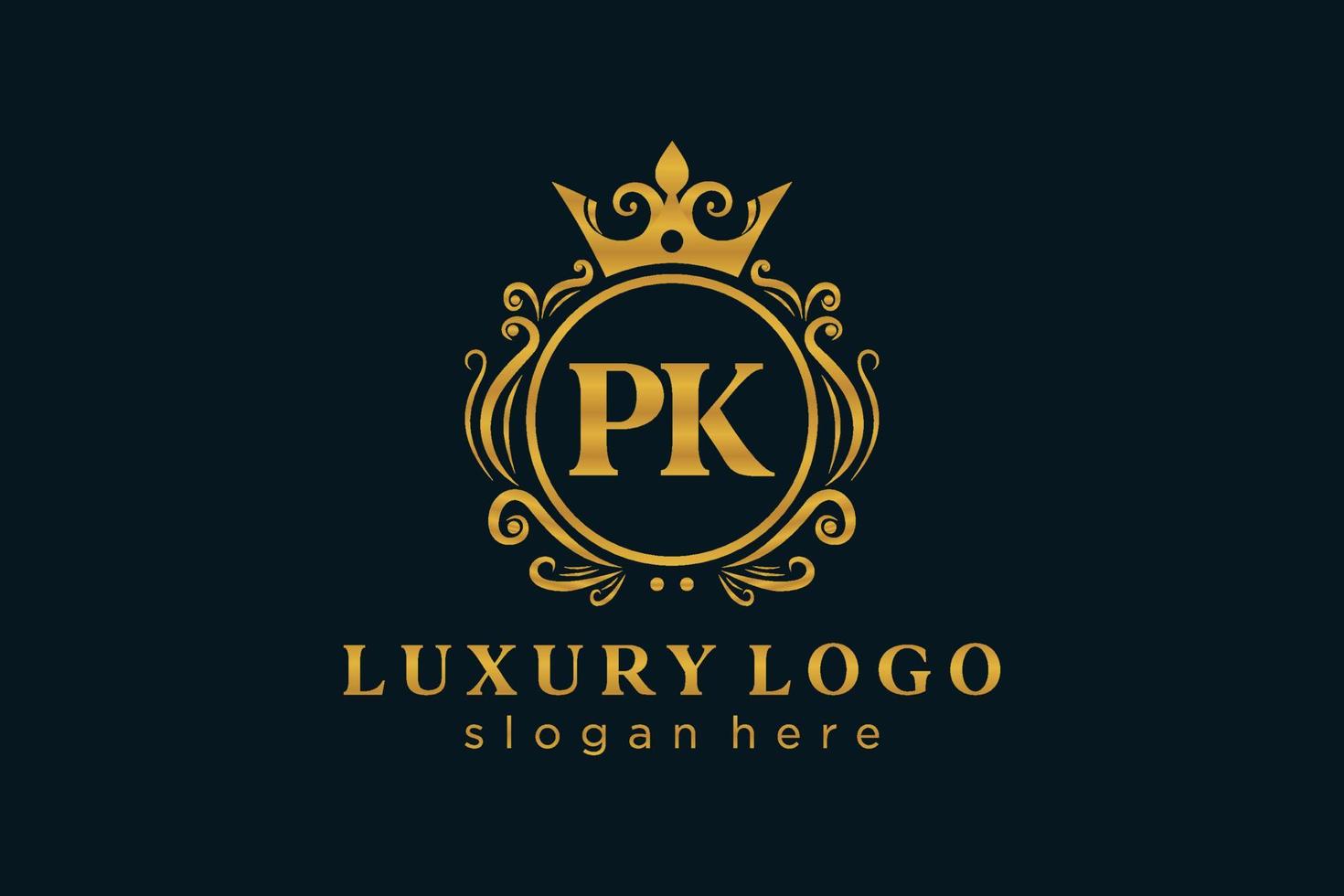 iniziale pk lettera reale lusso logo modello nel vettore arte per ristorante, regalità, boutique, bar, Hotel, araldico, gioielleria, moda e altro vettore illustrazione.
