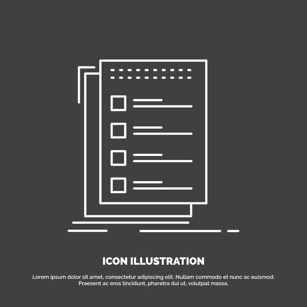 dai un'occhiata. lista di controllo. elenco. compito. per fare icona. linea vettore simbolo per ui e ux. sito web o mobile applicazione