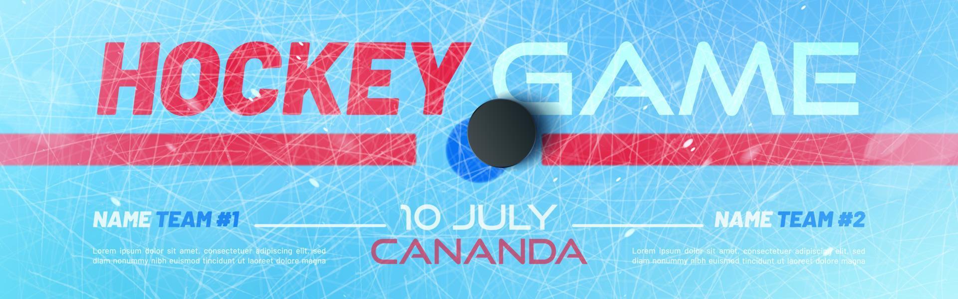 hockey gioco bandiera con disco su ghiaccio pista vettore