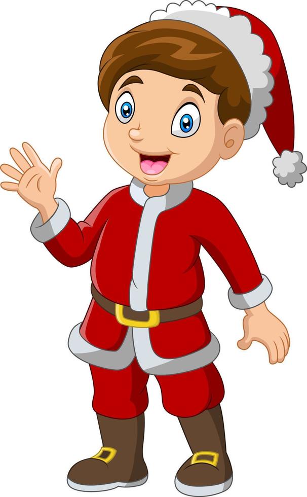 cartone animato ragazzo indossare Santa costumi vettore