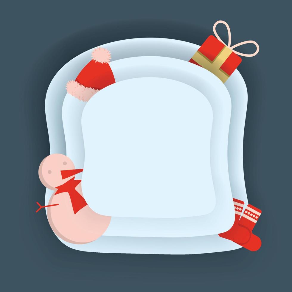 carta tagliare sfondo con vuoto, pupazzo di neve decorazione, Santa cappello, regalo scatola, Natale vettore illustrazione concetto, per saluto