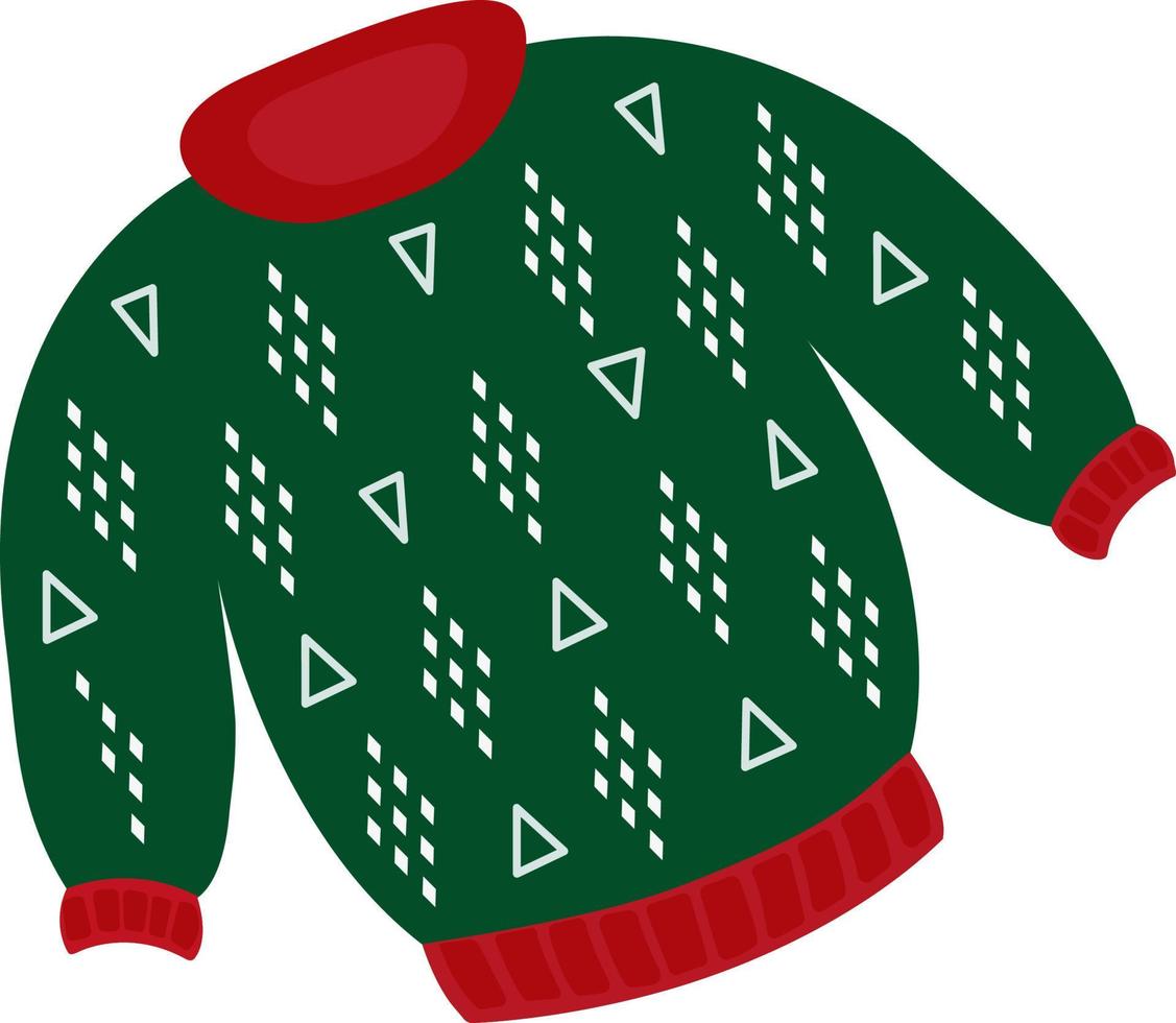 Natale maglione o Maglione con inverno modelli con fiocchi di neve. a maglia di lana caldo Maglione nel blu toni. vettore disegnato a mano illustrazione nel cartone animato stile. inverno moda.