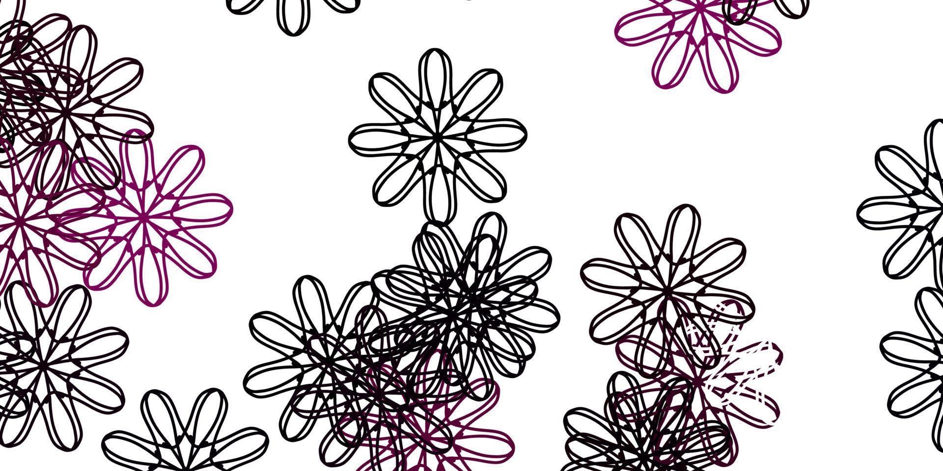 sfondo doodle vettoriale rosa chiaro con fiori.