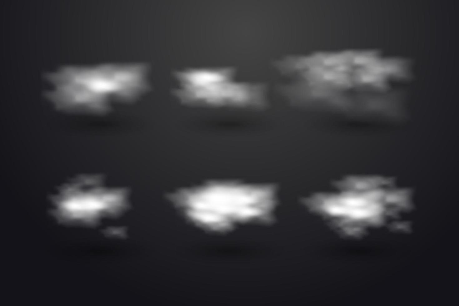 bianca realistico nuvole elementi collezione isolato su nero sfondo vettore