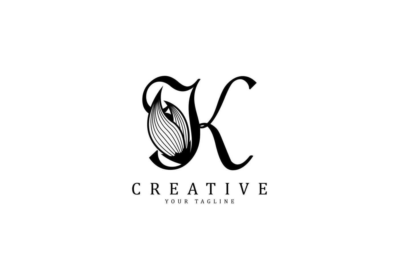 lettera K connesso floreale calligrafia, design logo modello vettore
