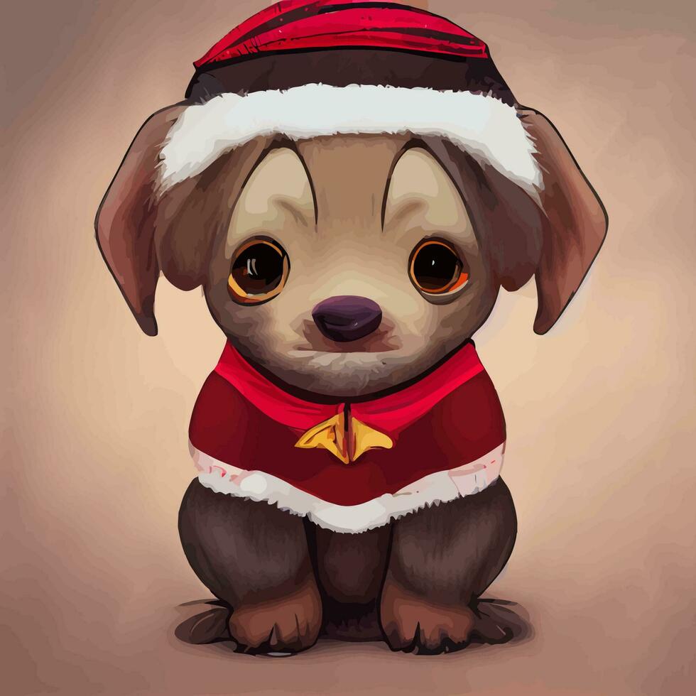 illustrazione vettore di carino cartone animato cucciolo utilizzando Natale costume Perfetto per ragazzo saluto carta