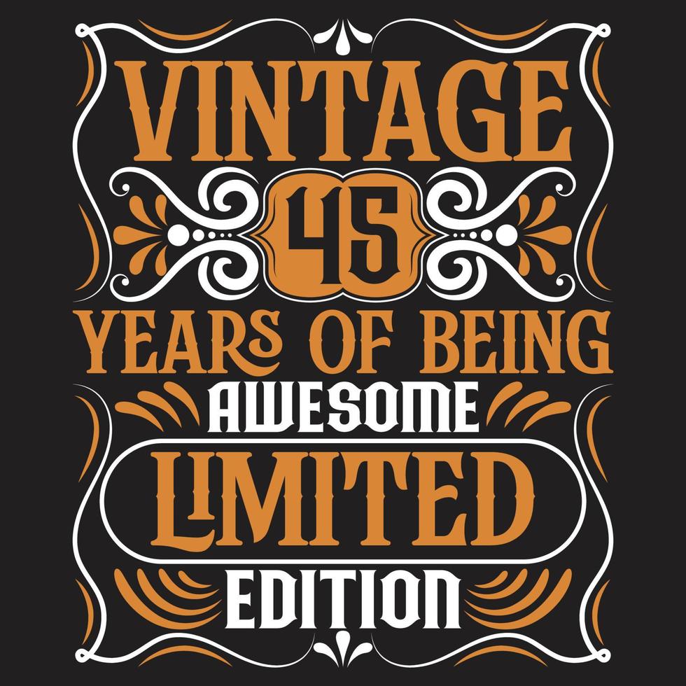 Vintage ▾ compleanno tipografia maglietta design vettore