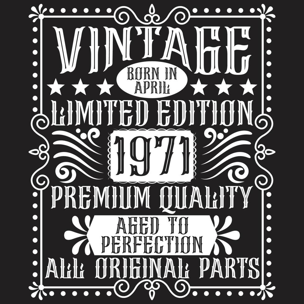 Vintage ▾ compleanno tipografia maglietta design vettore