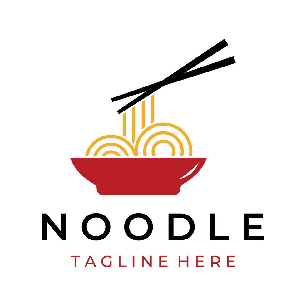 logo design modello per delizioso Cinese e giapponese spaghetto la minestra e ramen piatti asiatico tipi di cibo. loghi per imprese, ristoranti, caffè e negozi. vettore