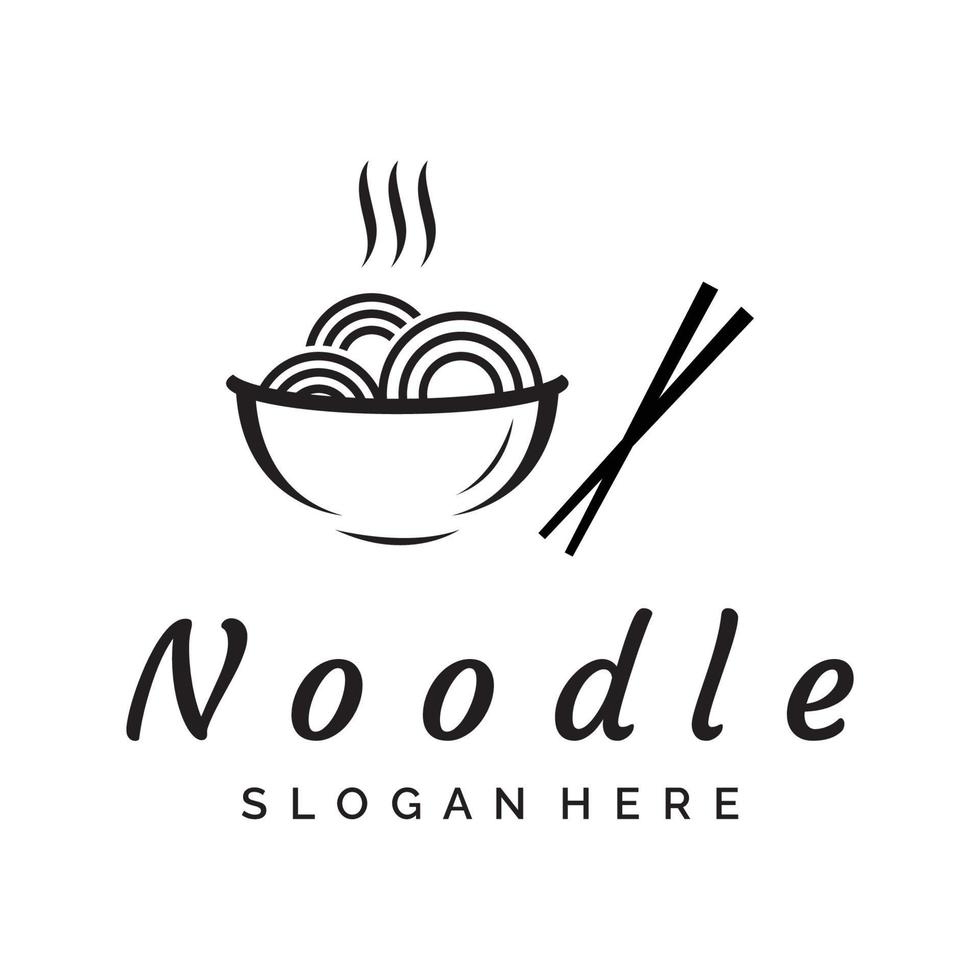 logo design modello per delizioso Cinese e giapponese spaghetto la minestra e ramen piatti asiatico tipi di cibo. loghi per imprese, ristoranti, caffè e negozi. vettore