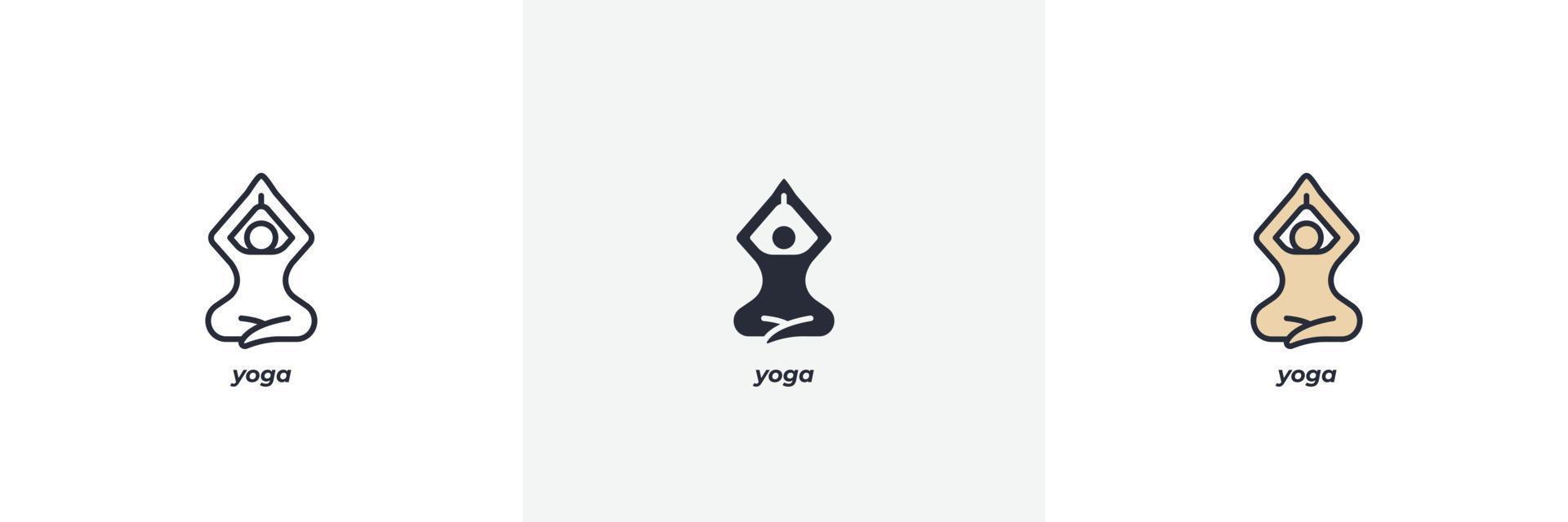 yoga icona. linea, solido e pieno schema colorato versione, schema e pieno vettore cartello. idea simbolo, logo illustrazione. vettore grafica