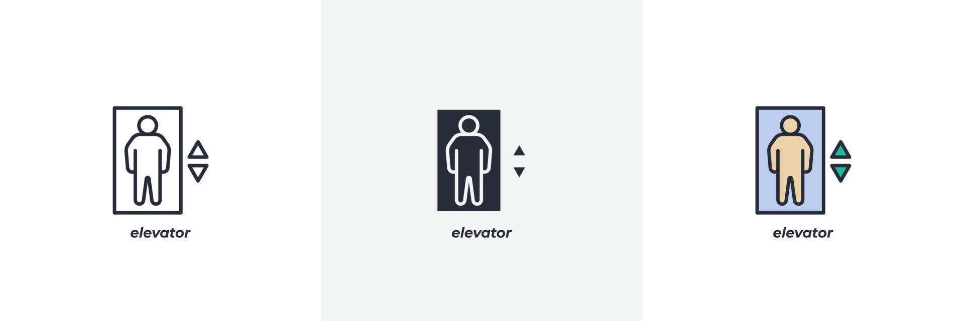 ascensore icona. linea, solido e pieno schema colorato versione, schema e pieno vettore cartello. idea simbolo, logo illustrazione. vettore grafica