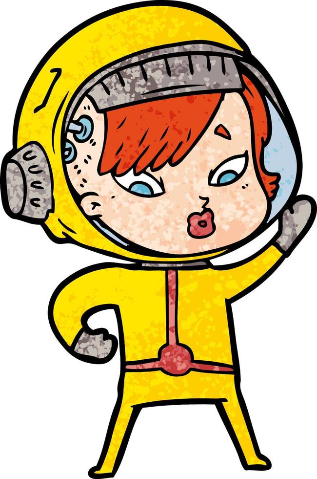 vettore astronauta donna personaggio nel cartone animato stile