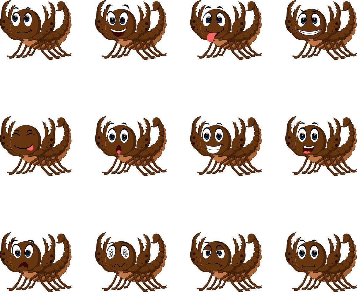 scorpione con diverso facciale espressioni vettore