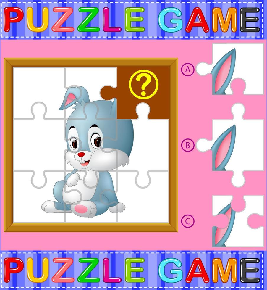 sega puzzle formazione scolastica gioco per prescolastico bambini con coniglio vettore