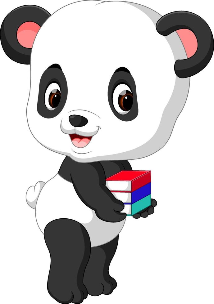 simpatico panda con matita e libro vettore