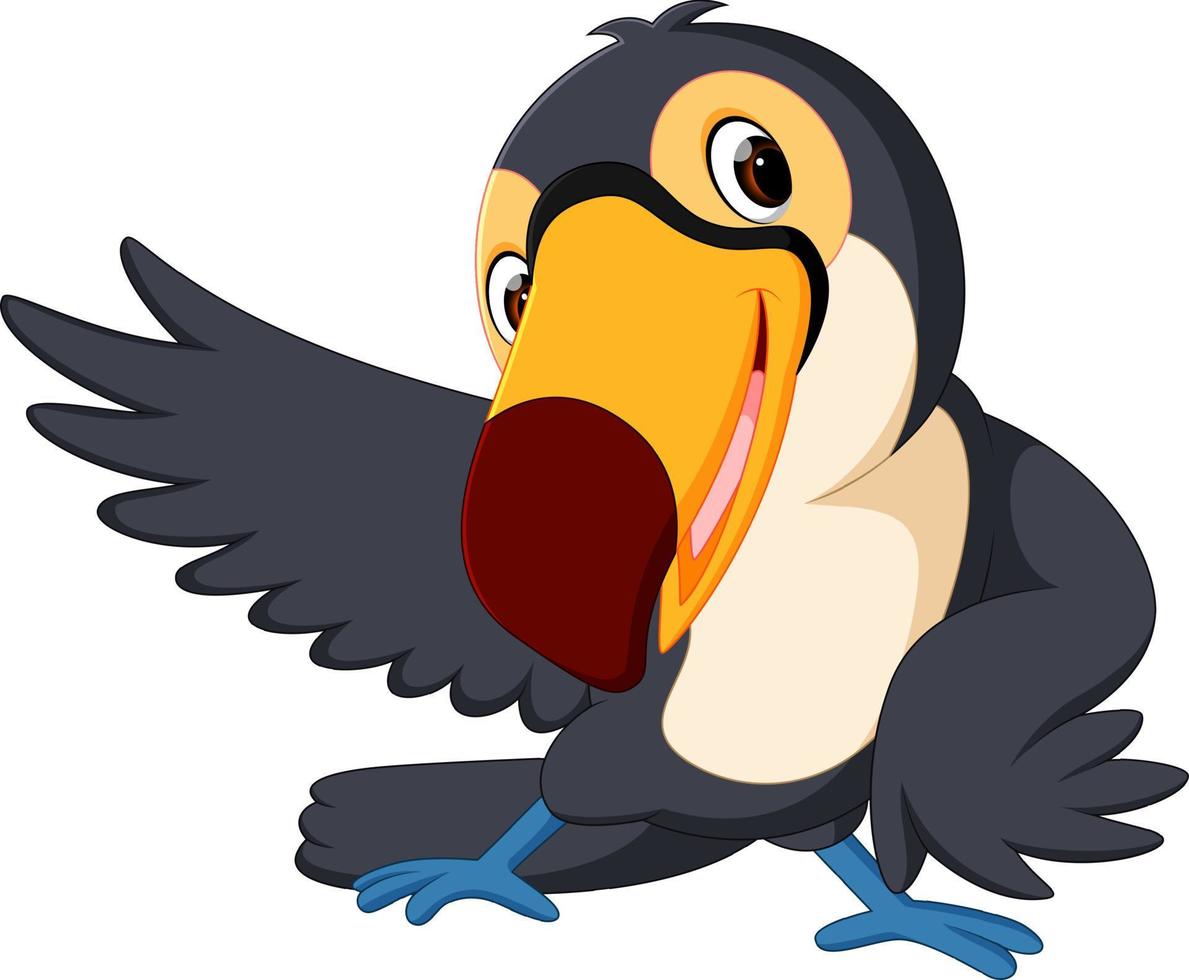 cartone animato uccello tucano bene in posa vettore