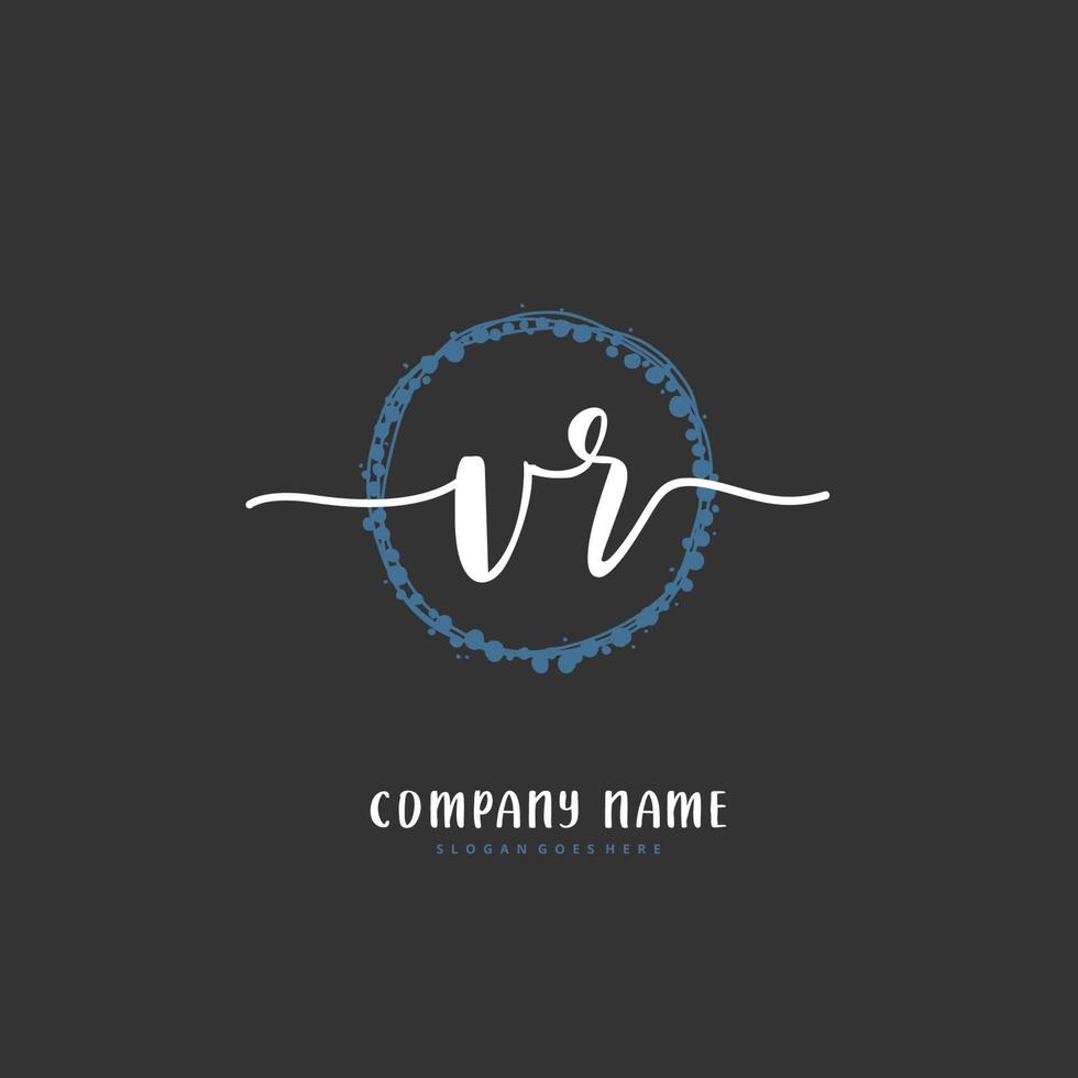 vr iniziale grafia e firma logo design con cerchio. bellissimo design manoscritto logo per moda, squadra, nozze, lusso logo. vettore