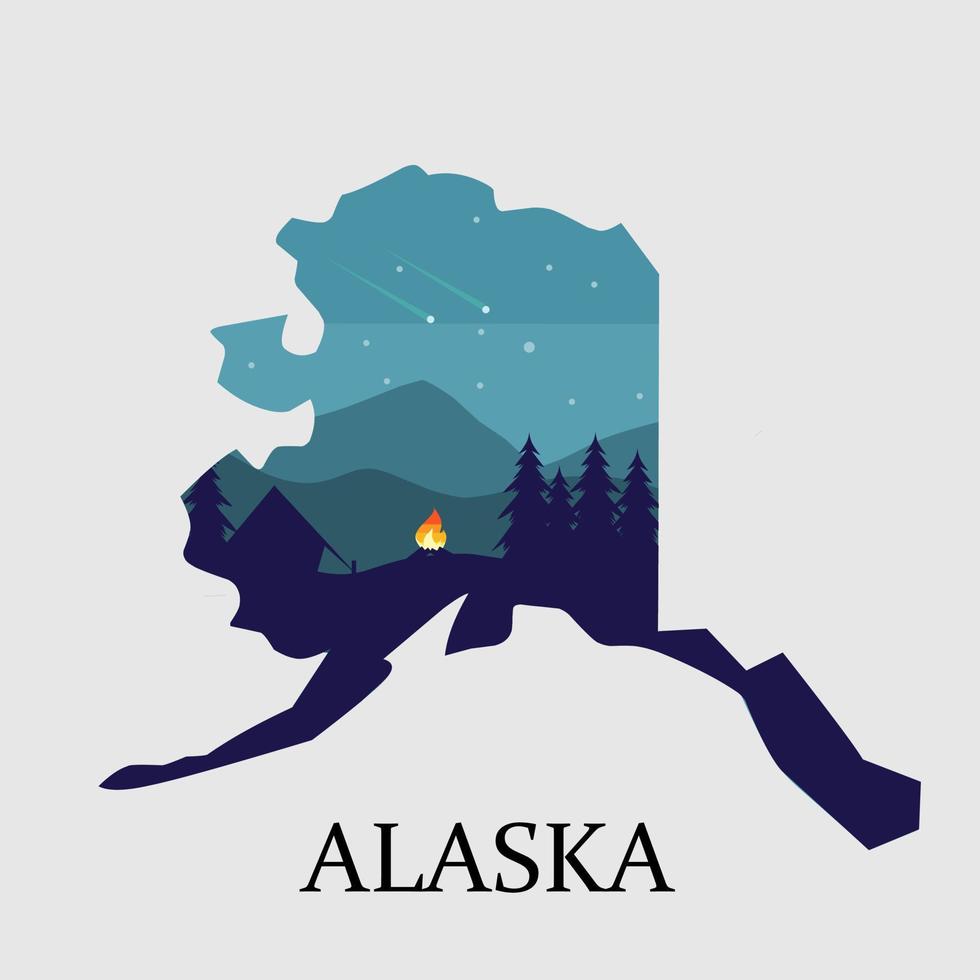 illustrazione vettore di alaska, inverno montagna paesaggio, perfetto per stampa, ecc