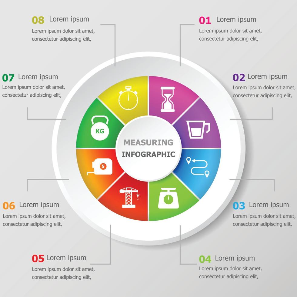 Infografica design modello con misurazione icone vettore