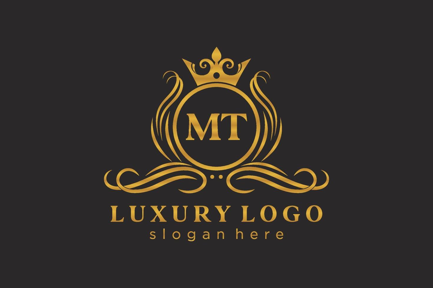 iniziale mt lettera reale lusso logo modello nel vettore arte per ristorante, regalità, boutique, bar, Hotel, araldico, gioielleria, moda e altro vettore illustrazione.