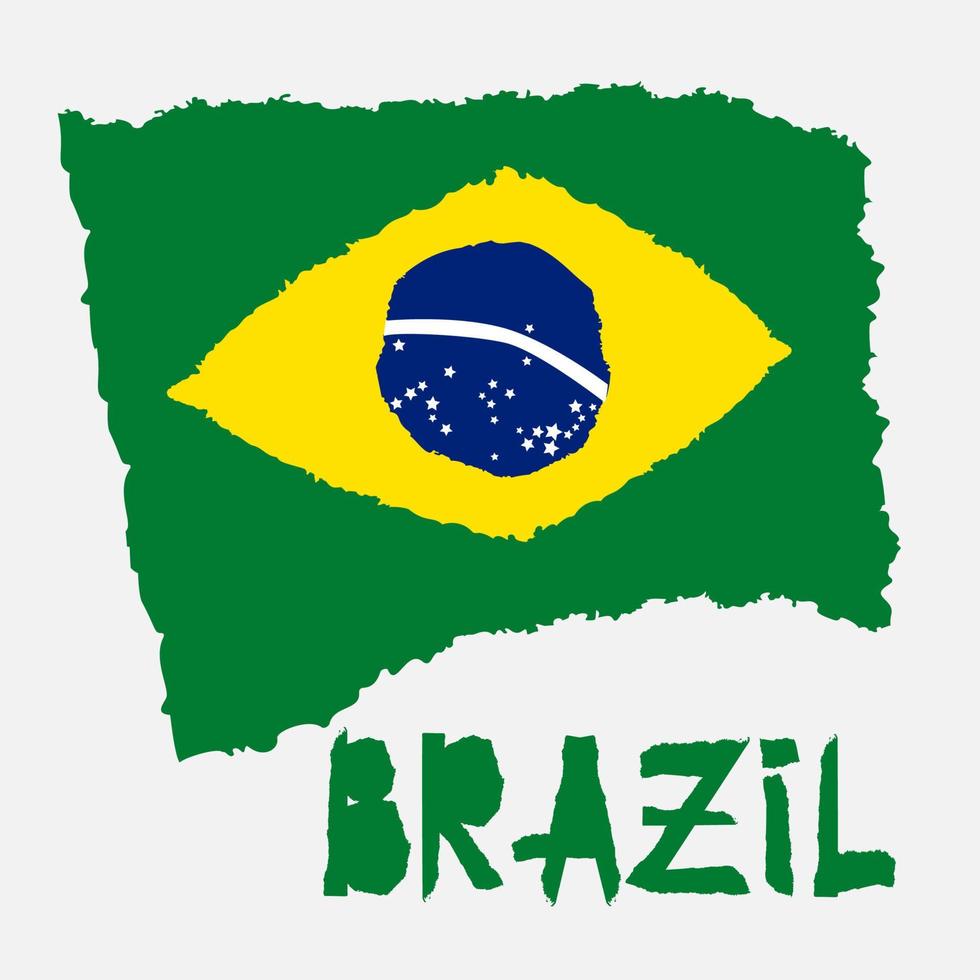 Vintage ▾ nazionale bandiera di brasile nel strappato carta grunge struttura stile. indipendenza giorno sfondo. isolato su bianca bene idea per retrò distintivo, striscione, maglietta grafico design. vettore