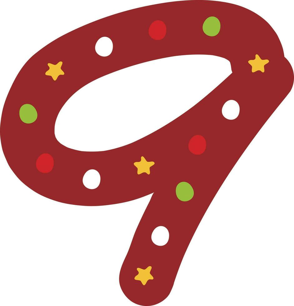 Natale nove numero decorazione scritta. ghirlande, bandiere, etichette, bolle, nastri e adesivi. collezione di allegro Natale decorativo icone vettore