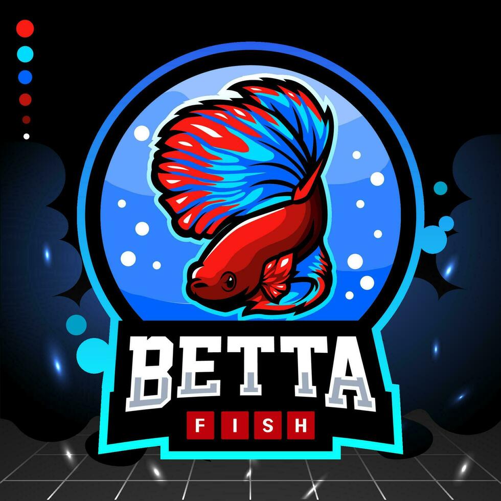 betta pesce mascotte. e gli sport logo design vettore