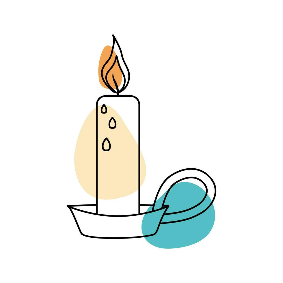 candela nel il stile di linea arte con colorato macchie. vettore illustrazione