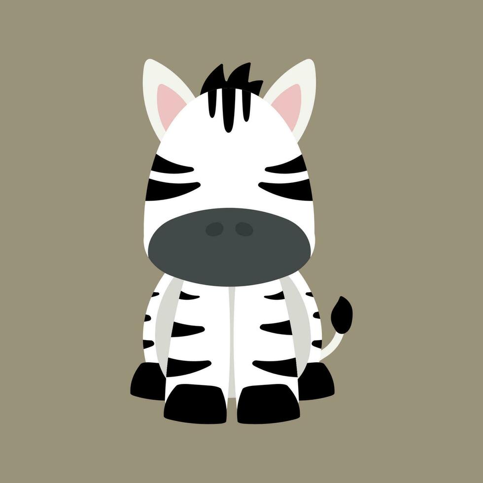 mano disegnato carino zebra seduta selvaggio animale nel animato cartone animato vettore illustrazione