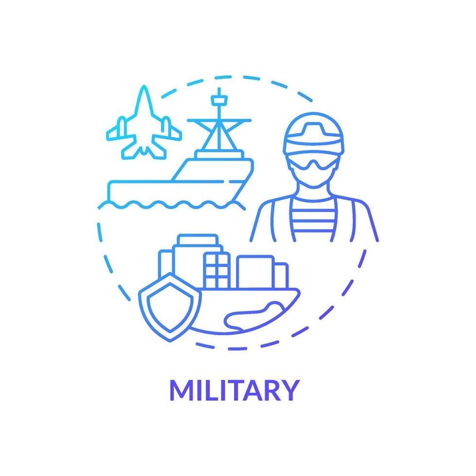 militare blu pendenza concetto icona. armato forze. stato difesa e sicurezza. sociale istituzione astratto idea magro linea illustrazione. isolato schema disegno vettore