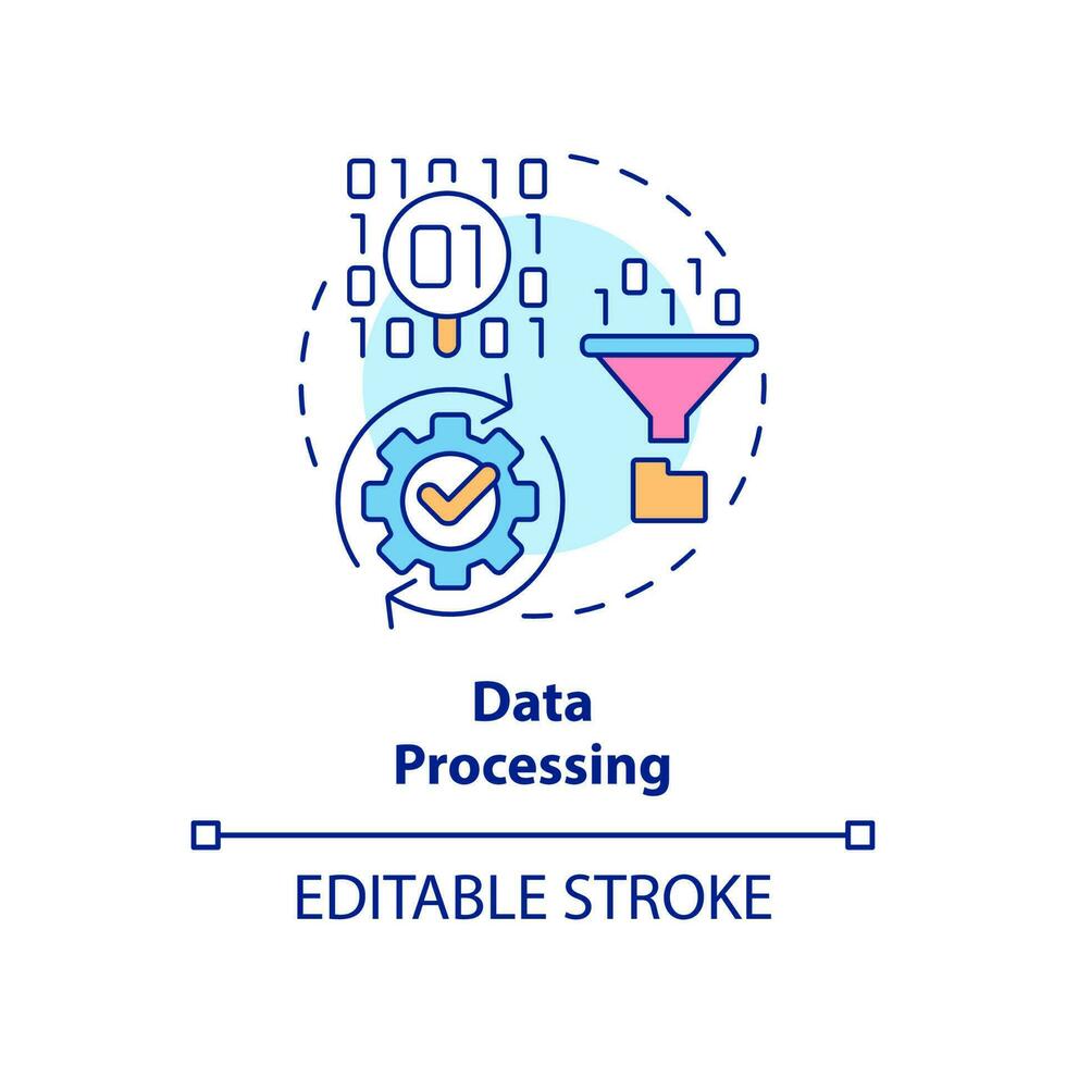 dati in lavorazione concetto icona. grande dati manipolazione astratto idea magro linea illustrazione. generando significativo produzione. isolato schema disegno. modificabile ictus. vettore