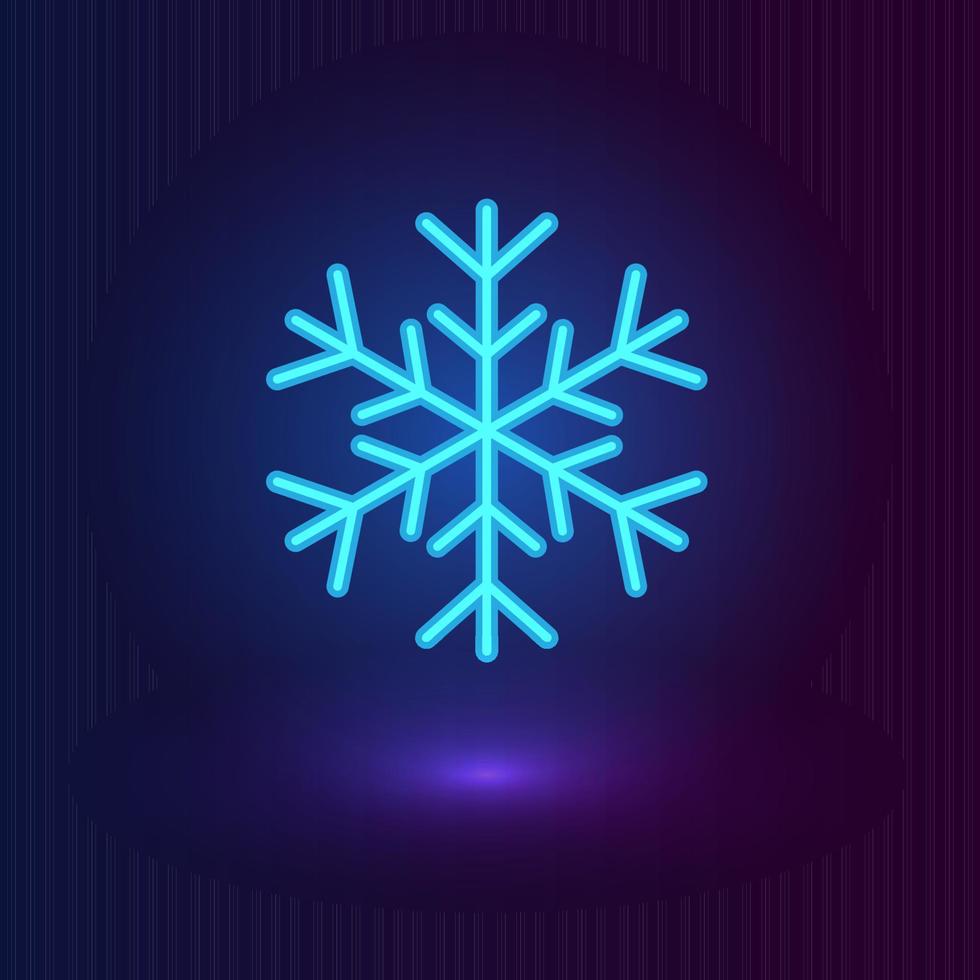 vettore neon blu fiocco di neve. inverno icone su buio blu sfondo.