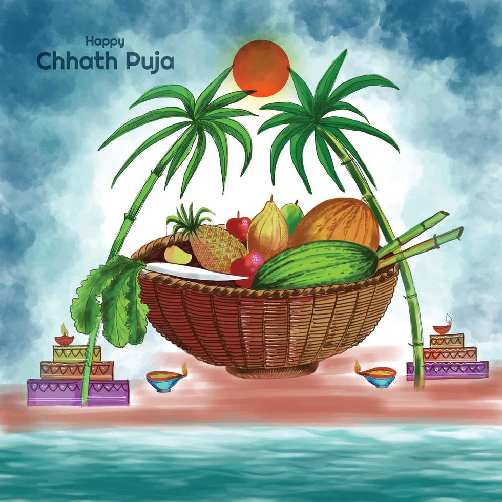 tradizionale Festival di contento chhath puja sfondo vettore