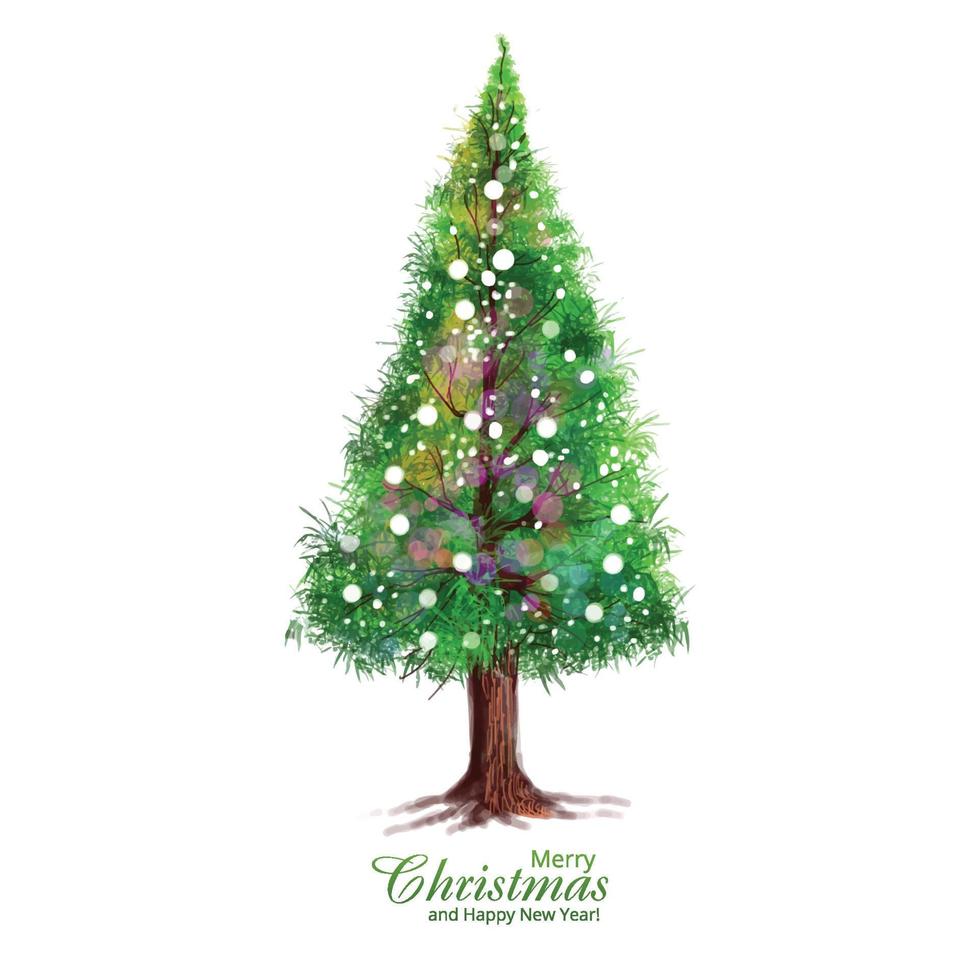 artistico bellissimo Natale linea albero carta su bianca sfondo vettore