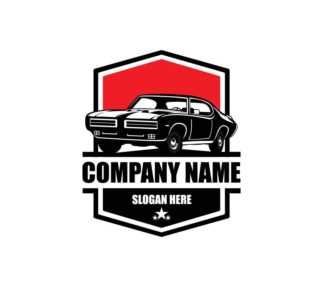 logo muscle car - illustrazione vettoriale, design emblema su sfondo bianco vettore