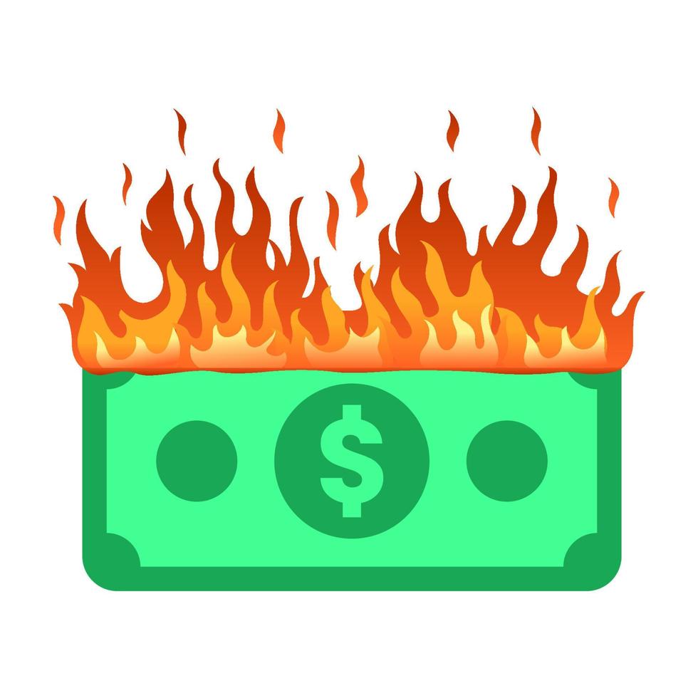 illustrazione con il concetto di i soldi su fuoco. inflazione illustrazioni. economico crisi. vettore