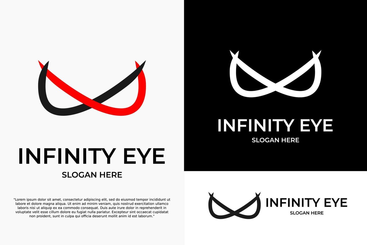 infinito occhio ninja logo vettore design modello