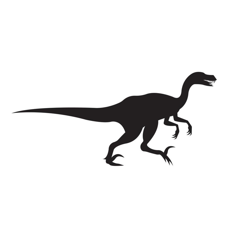 vettore nero velociraptor dinosauro silhouette