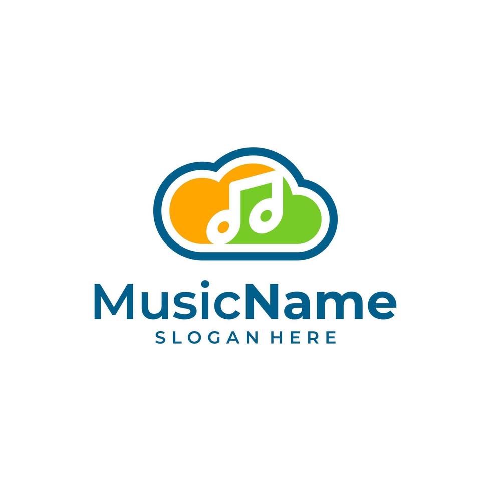 musica nube logo vettore icona illustrazione. musica logo design modello