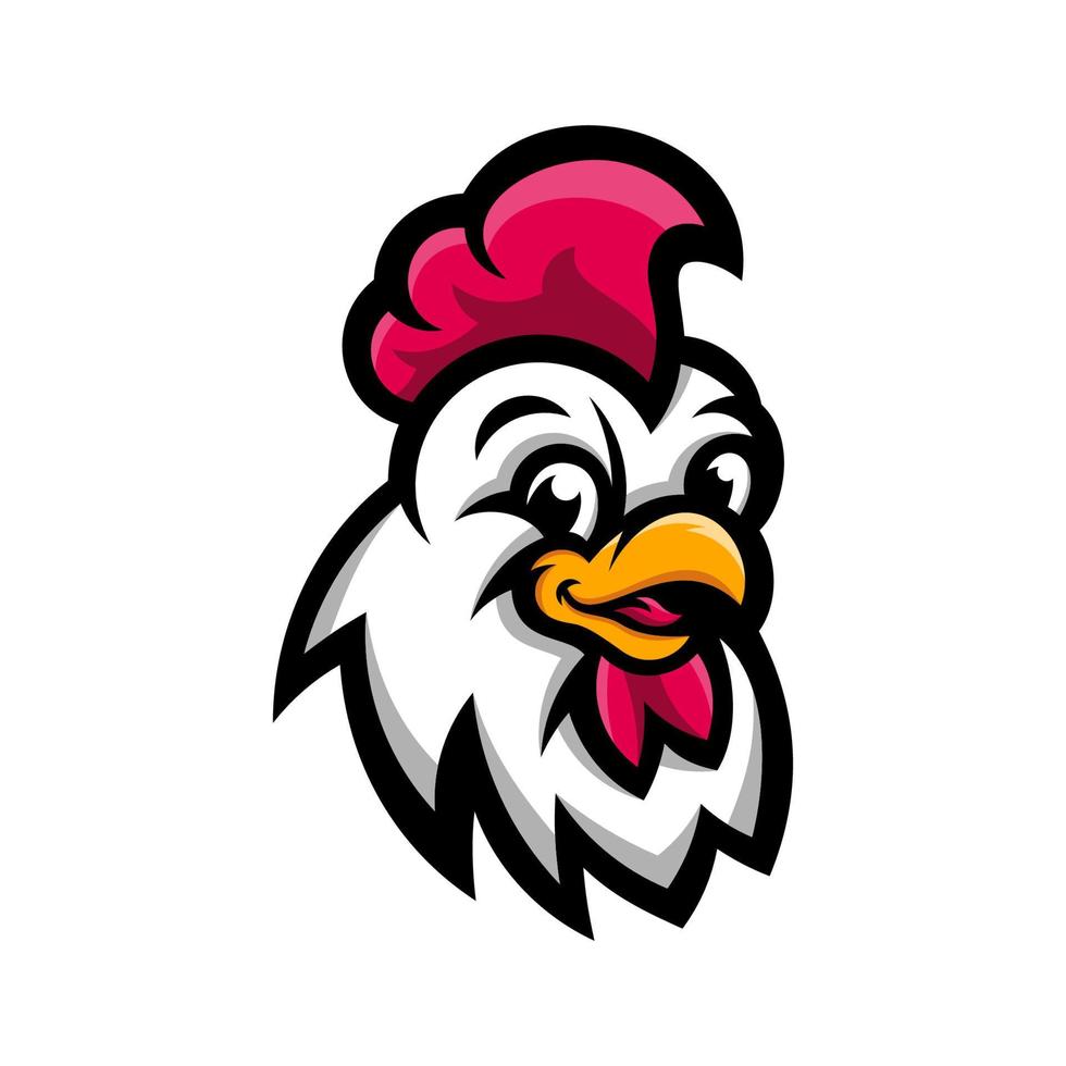 pollo Gallo testa portafortuna sport esport logo modello vettore