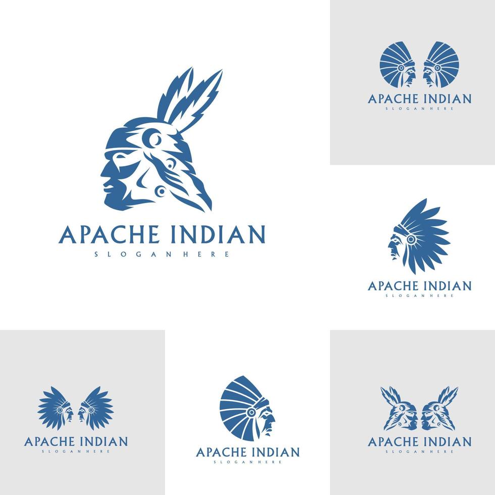 impostato di americano indiano logo. indiano emblema design modificabile per il tuo attività commerciale. vettore illustrazione.