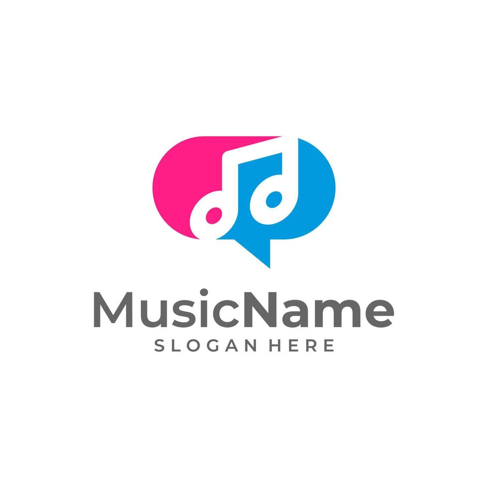 musica parlare logo vettore icona illustrazione. Chiacchierare musica logo design modello